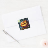 Griezelige Jack-o-Lantern Halloween Vierkante Sticker (Envelop)