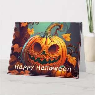 Griezelige Jack-o-Lantern Merry Halloween Kunst Kaart
