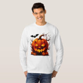 Griezelige Jack O Lantern Met Gloeiende Ogen 🎃 T-shirt (Voorkant volledig)