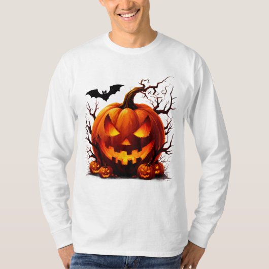 Griezelige Jack O Lantern Met Gloeiende Ogen 🎃 T-shirt (Voorkant)