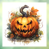 Griezelige Jack-o-Lantern met herfstbladeren Raamsticker (Vel 3)