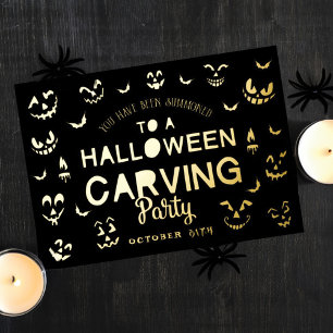 Griezelige Jack O Lantern Pompoen Halloween Snijwe Folie Uitnodiging