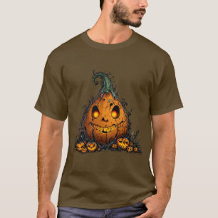 Griezelige Jack O’Lantern Pompoen met Gloeiende Og T-shirt