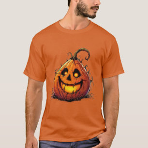 Griezelige Jack O’Lantern Pompoen met Gloeiende Og T-shirt