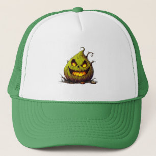 Griezelige Jack O’Lantern Pompoen met Gloeiende Og Trucker Pet