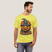 Griezelige Jack-O'-Lantern Pompoen T-shirt (Voorkant volledig)