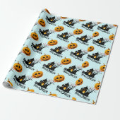 Griezelige Jack-O-Lantern Spokenhuis Halloween Cad Cadeaupapier (Uitgerold)
