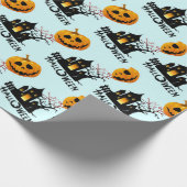 Griezelige Jack-O-Lantern Spokenhuis Halloween Cad Cadeaupapier (Hoek)