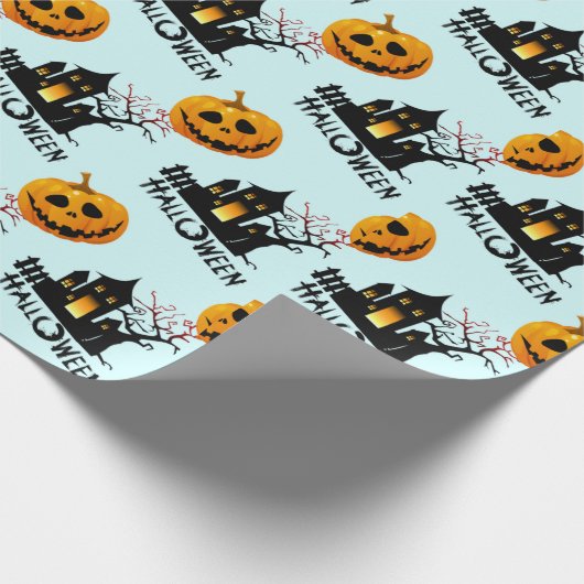 Griezelige Jack-O-Lantern Spokenhuis Halloween Cad Cadeaupapier (Hoek)