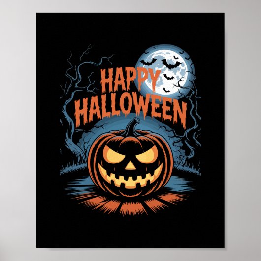 Griezelige Jack O'Lantern Halloween Poster (Voorkant)
