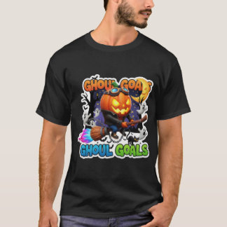 Griezelige jackolantern vliegende bezem illustrati t-shirt