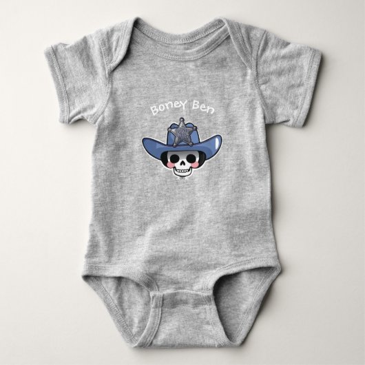 Griezelige Jongen Halloween, Skelet Cowboy Body Romper (Voorkant)