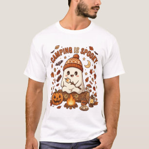 Griezelige Kampvuur Geest – Schattig Halloween Kam T-shirt
