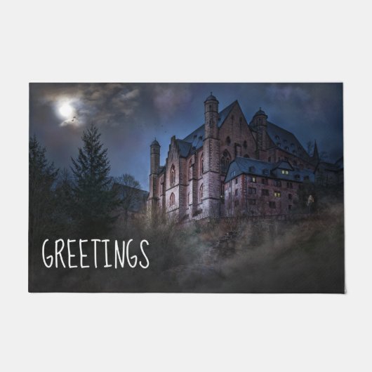 Griezelige Kasteel Begroeting Deurmat (Voorkant)