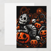 Griezelige Kat en Pompoenen Kaart (Voorkant / Achterkant)