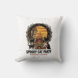 Griezelige Kat Feest Vintage Gravure Halloween T-s Kussen