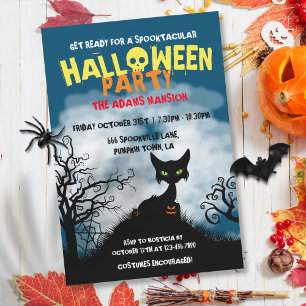 Griezelige Kat Halloween Feest Kaart