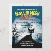 Griezelige kat Halloween-feest Kaart (Voorkant)