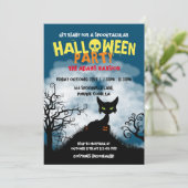 Griezelige kat Halloween-feest Kaart (Staand voorkant)