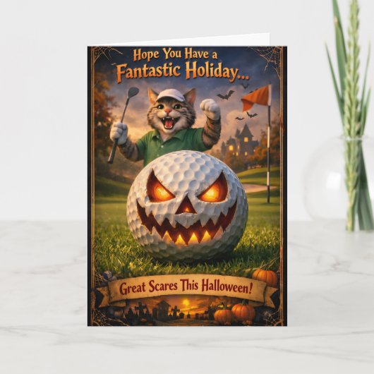 Griezelige kat Halloween-groet Kaart (Voorkant)