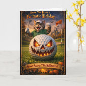Griezelige kat Halloween-groet Kaart (Gele Bloem)