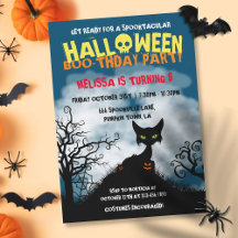 Griezelige kat Halloween kinderverjaardagsfeestje