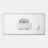 Griezelige Kat Halloween Vintage Gravure Ontwerp_1 Bureaumat (Keyboard & Muis)