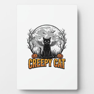 Griezelige Kat Halloween Vintage Gravure Ontwerp_1 Fotoplaat