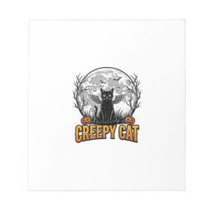 Griezelige Kat Halloween Vintage Gravure Ontwerp_1 Notitieblok