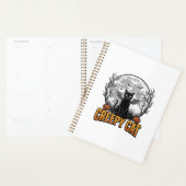 Griezelige Kat Halloween Vintage Gravure Ontwerp_1 Planner (Display)
