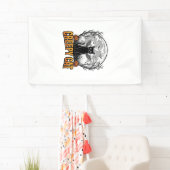 Griezelige Kat Halloween Vintage Gravure Ontwerp_1 Spandoek (Insitu)