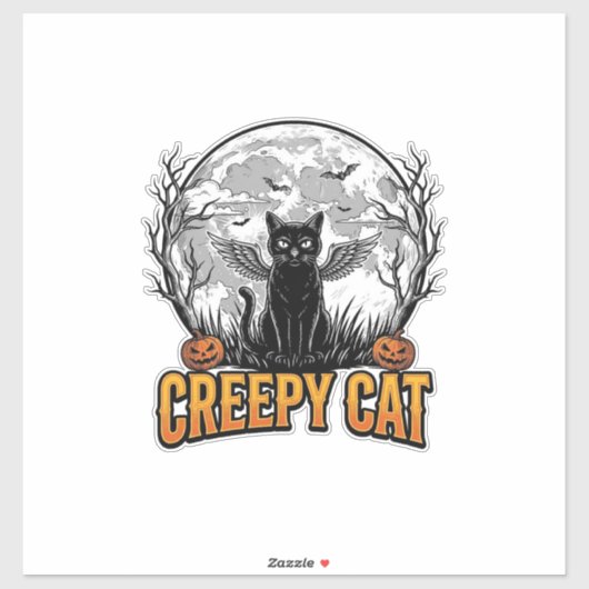 Griezelige Kat Halloween Vintage Gravure Ontwerp_1 Sticker (Vel)