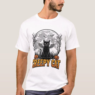 Griezelige kat Halloween Vintage Gravure Ontwerp_1 T-shirt