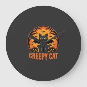 Griezelige Kat Halloween Vleermuis Maan Grafisch O Grote Klok