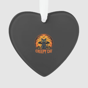 Griezelige Kat Halloween Vleermuis Maan Grafisch O Ornament