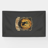 Griezelige Kat Halloween Zwarte Begraafplaats Vlee Spandoek (Horizontaal)