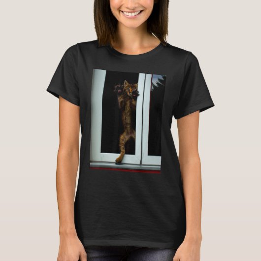 Griezelige kat kunst kitten meme t-shirt (Voorkant)