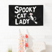 Griezelige Kat Moeder Griezelige Kat Dame Hallowee Spandoek (Insitu)