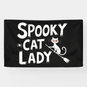Griezelige Kat Moeder Griezelige Kat Dame Hallowee Spandoek
