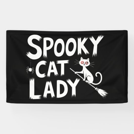 Griezelige Kat Moeder Griezelige Kat Dame Hallowee Spandoek (Horizontaal)