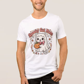 Griezelige Kat Moeder T-shirt, Schattige Geest Kat Tri-Blend Shirt