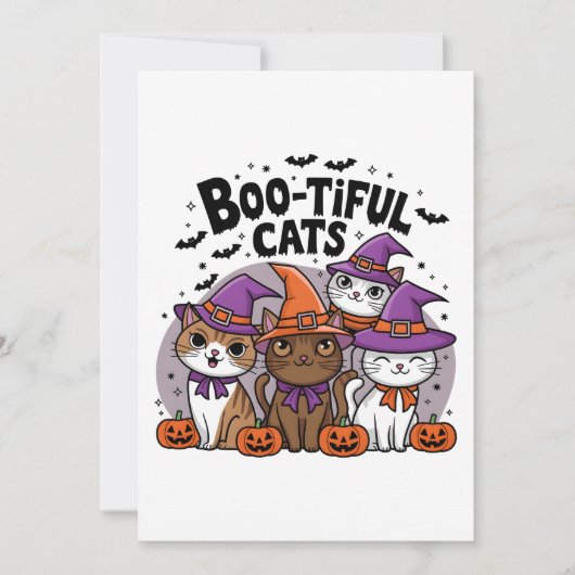 Griezelige katten en pompoenen kaart (Voorkant)
