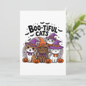 Griezelige katten en pompoenen kaart (Staand voorkant)