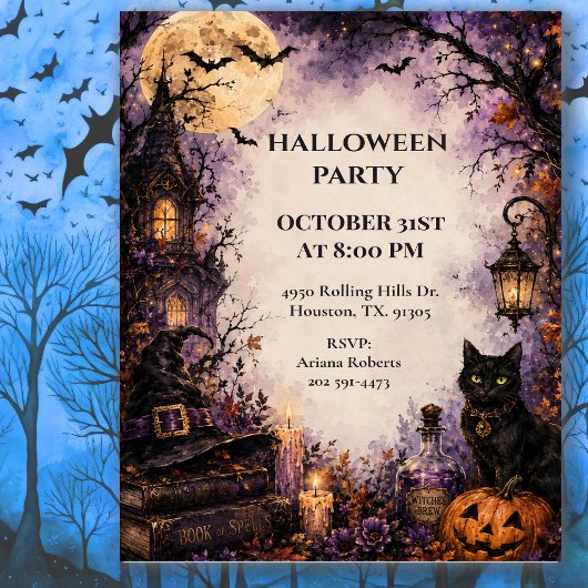 Griezelige Katten Halloween Feest  Kaart