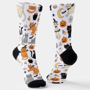 Griezelige Katten Halloween Patroon Sokken