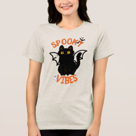 Griezelige kattengezicht Halloween T-shirt