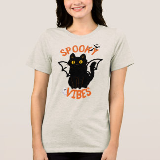 Griezelige kattengezicht Halloween T-shirt