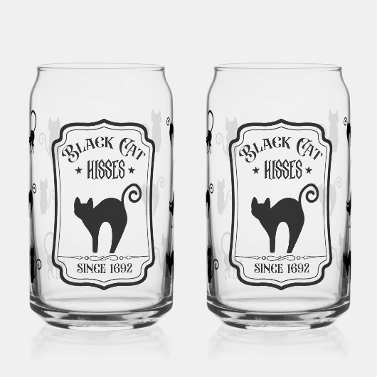 Griezelige kattenliefhebber drinkglas blikvorm glas (Links)