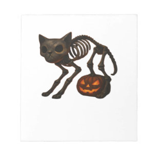 Griezelige Kattenskelet Halloween Cadeau Klassiek Notitieblok