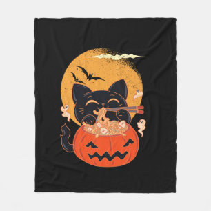 Griezelige Kawaii Kat Eating Worms Ramen Noodles H Fleece Deken